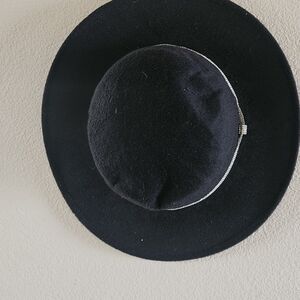Black Wide-Brim Hat with Silver Trim